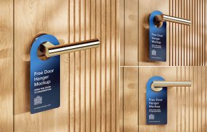 3 Free Wooden Door Hanger Mockup PSD Files