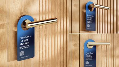 Free PSD set Door Hanger Mockups with Handle - PsFiles