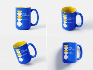 4 Free Ceramic Tall Coffee Mug Mockup PSD Files