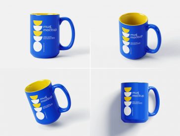 4 Free Ceramic Tall Coffee Mug Mockup PSD Files