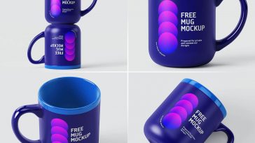 5 Free Glossy / Matt Ceramic Mug Mockup PSD Files