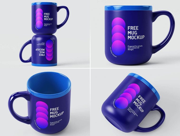 5 Free Glossy / Matt Ceramic Mug Mockup PSD Files