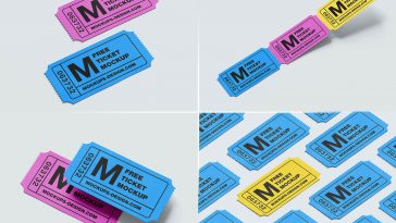5 Free Paper Ticket / Coupon Mockup PSD Files