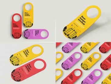 5 Free Rounded Corner Door Hanger Mockup PSD Files
