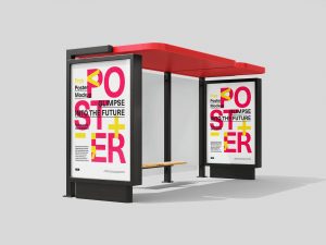 Bus Stop With Citylight Mockup