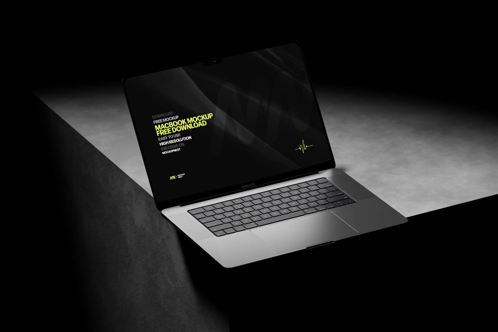 Free Space Black MacBook Pro Mockup PSD Set