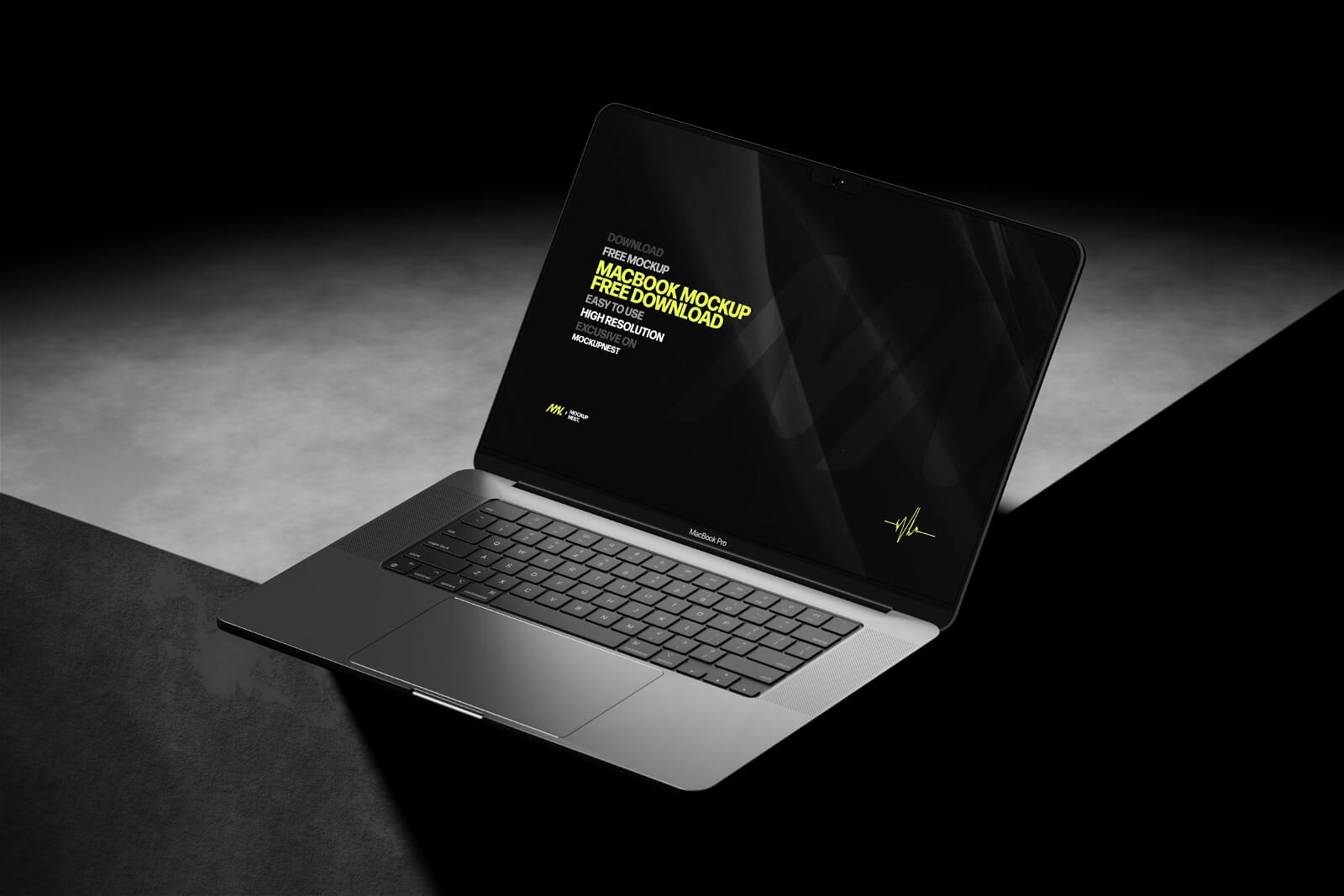 Free Space Black MacBook Pro Mockup PSD Set