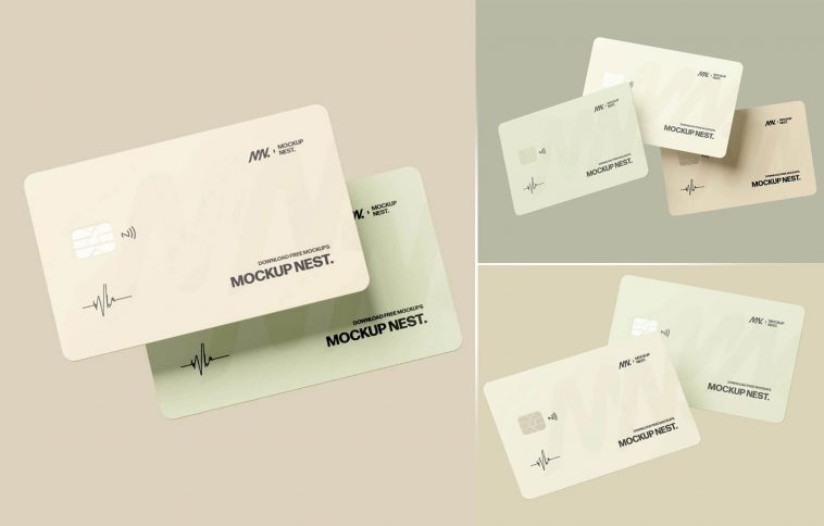 Free Floating Credit Card Mockup PSD Set