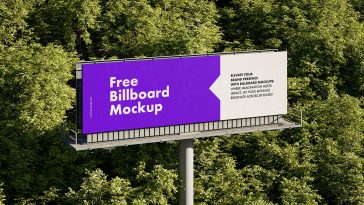 Free Billboard Around Trees Mockup PSD Set
