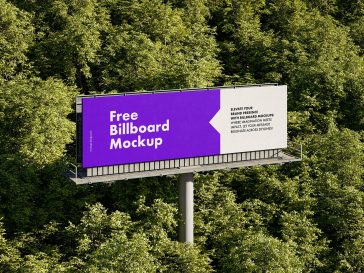 Free Billboard Around Trees Mockup PSD Set
