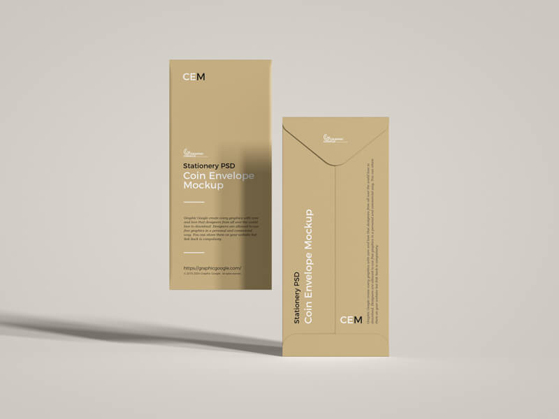 Free Coin Envelope Mockup PSD