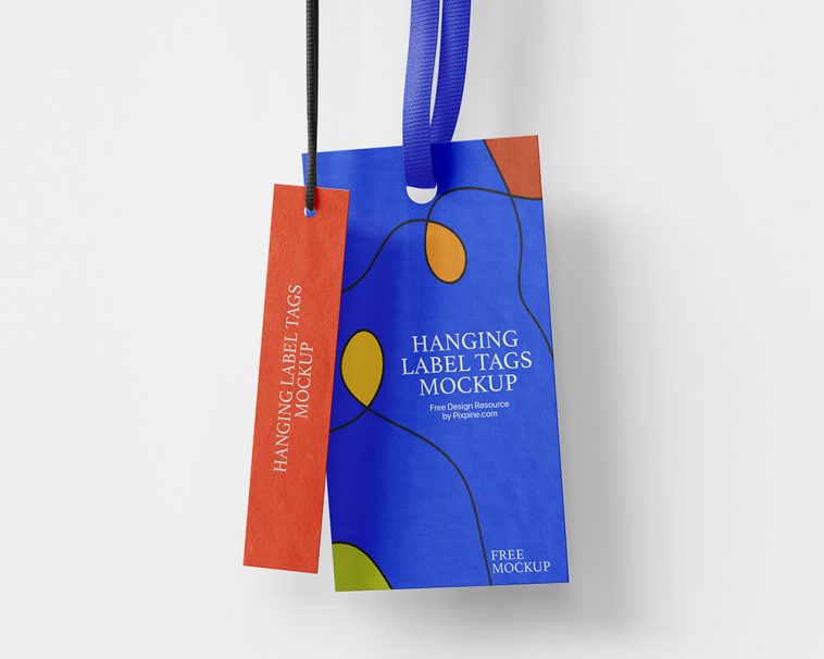 Free Hanging Two Label Tags Mockup