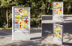 Free Outdoor Vertical Advertising Billboard Mockup PSD