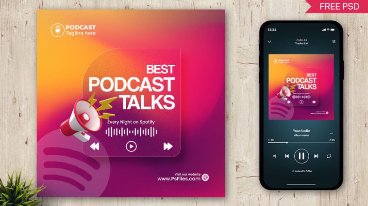 Free Podcast Cover Art Design Template PSD Download