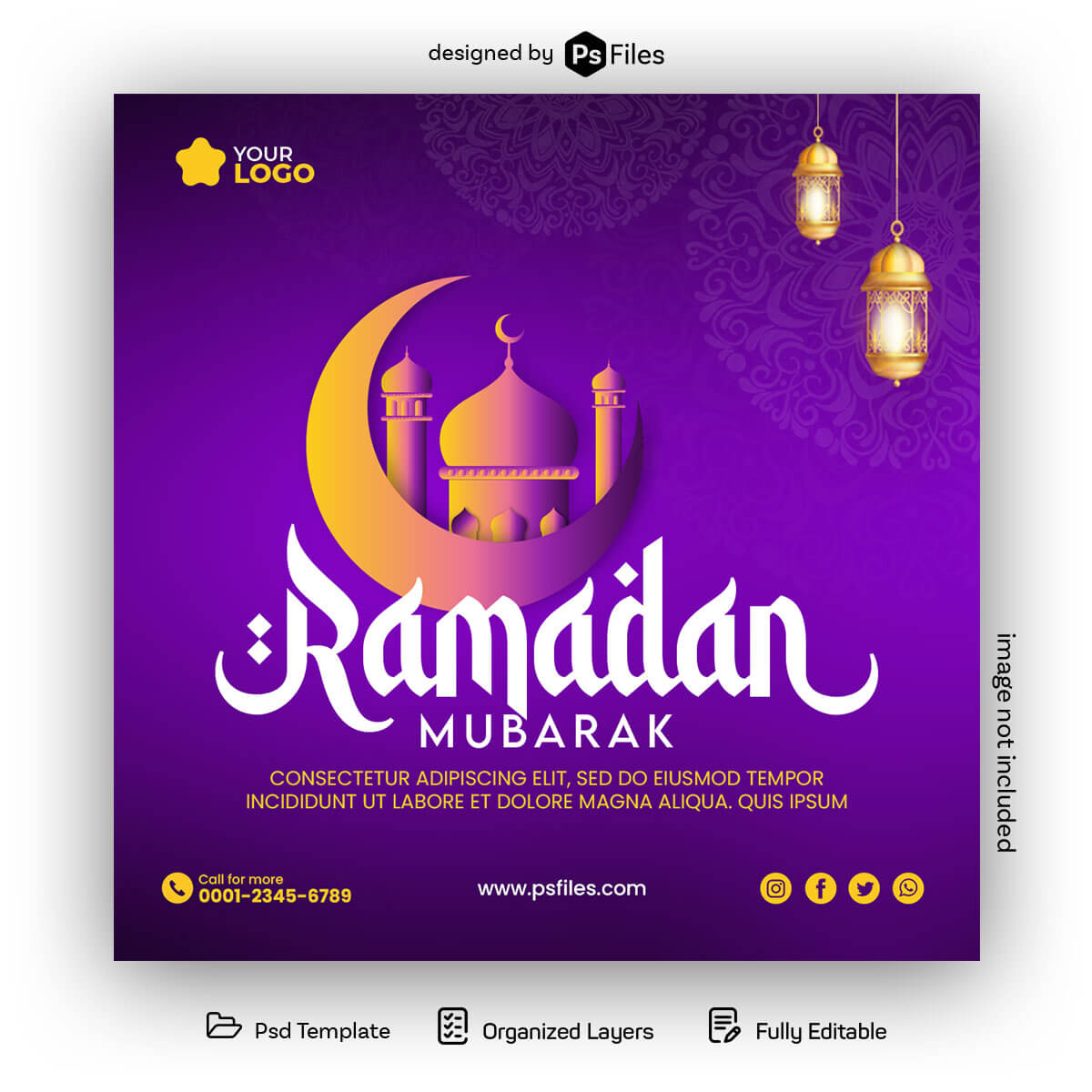 Free Ramadan Mubarak Social Media Poster PSD 2024