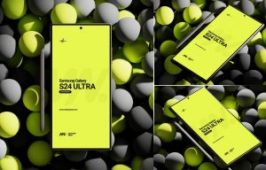 3 Free Samsung Galaxy S24 Ultra Mockup PSD Files