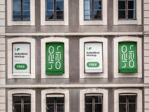 Free Vintage Roller Blinds Awning Mockup PSD