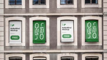 Free Vintage Roller Blinds Awning Mockup PSD