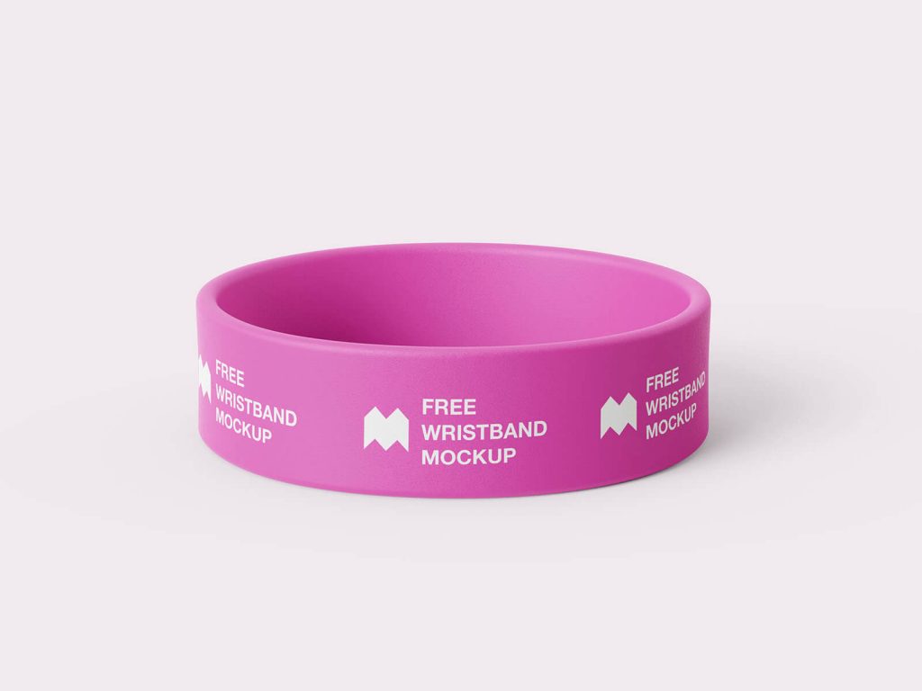 6 Free Wide Silicone Wristbands / Rubber Bracelet Mockup PSD Files