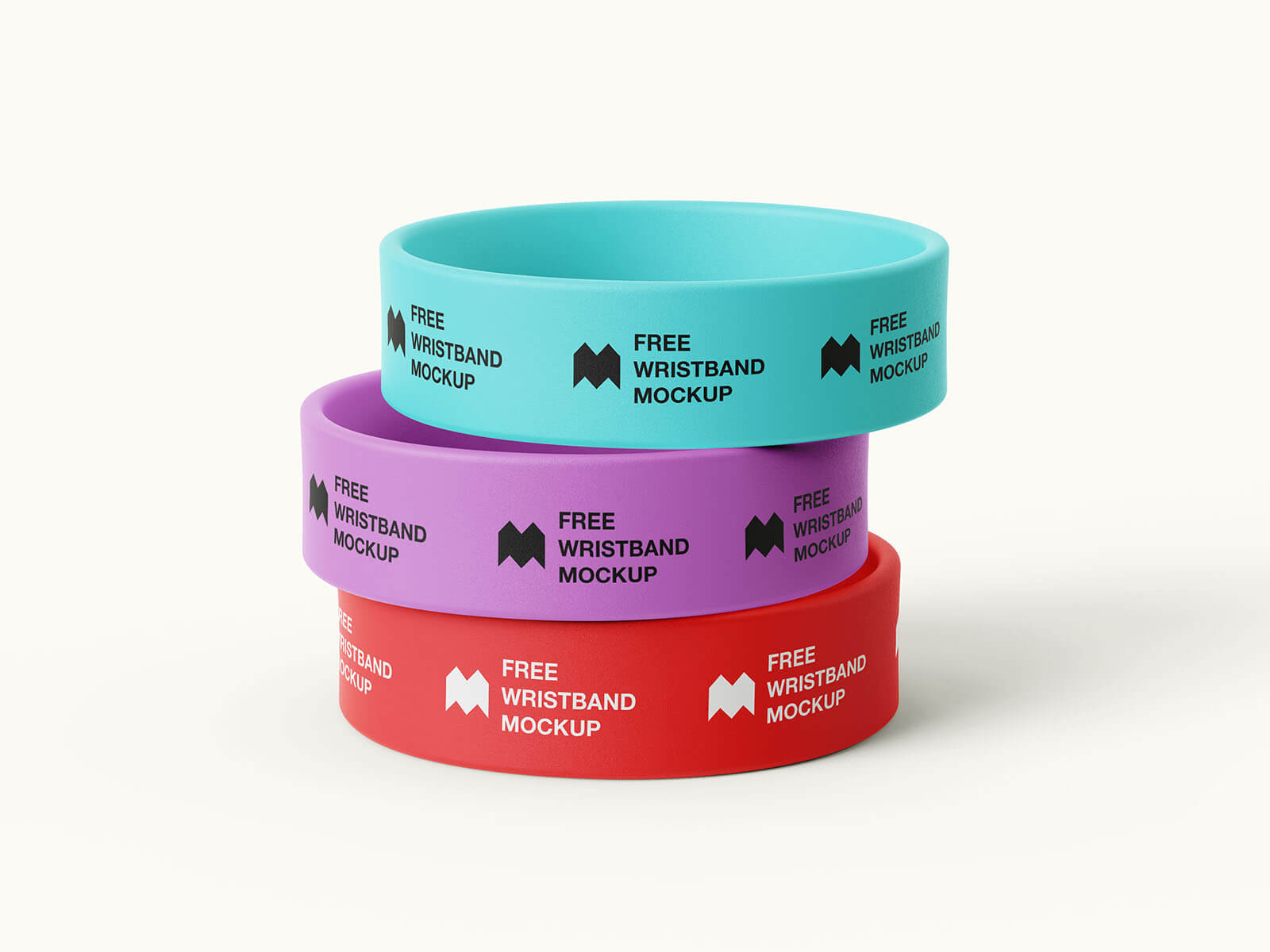 6 Free Wide Silicone Wristbands / Rubber Bracelet Mockup PSD Files