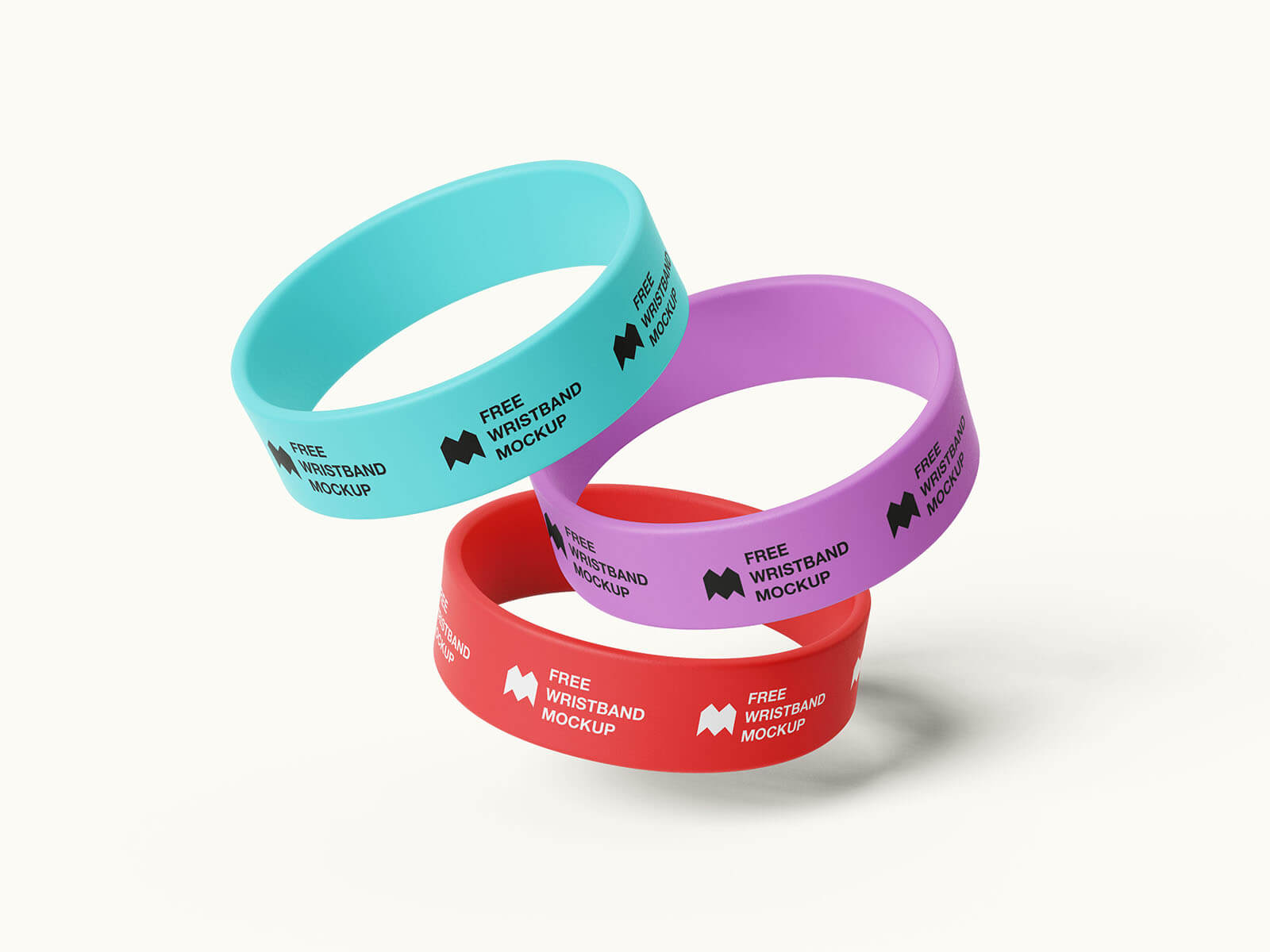 6 Free Wide Silicone Wristbands / Rubber Bracelet Mockup PSD Files