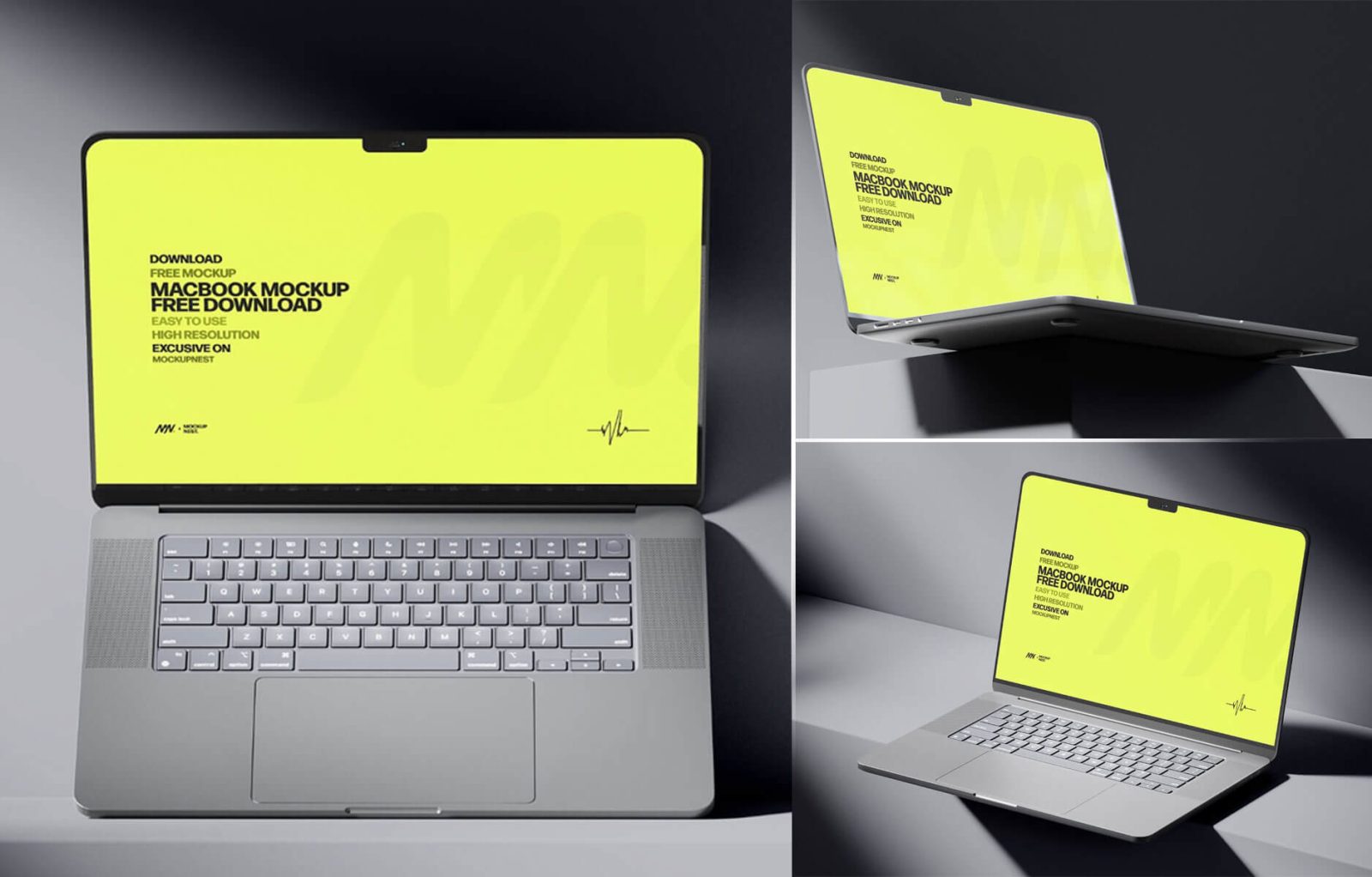 Macbook Pro Mockup In Dark Light