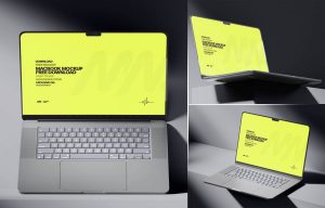 Macbook Pro Mockup In Dark Light