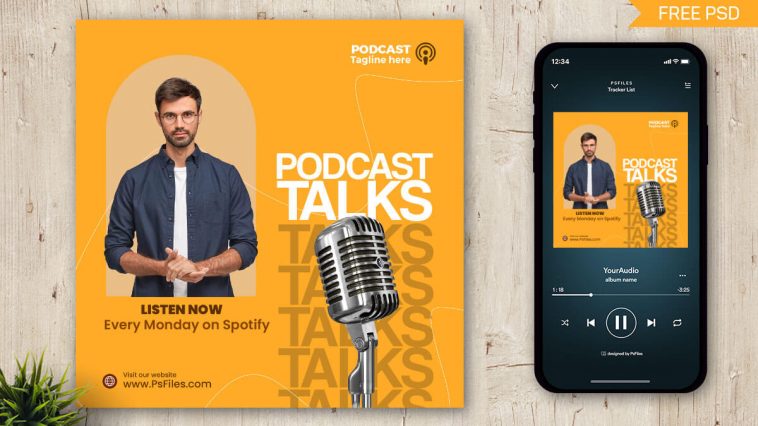 Podcast Cover Art Template Design PSD Free Download