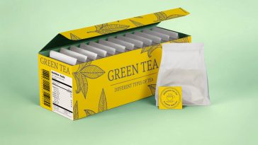 Free Tea Bag Packaging Sachet Box Mockup