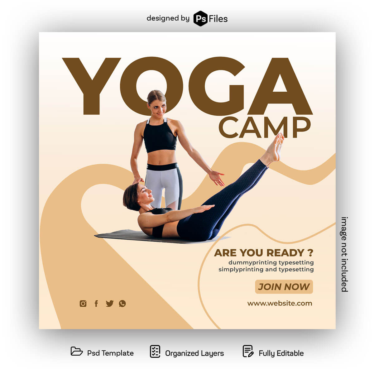 Yoga Training Camp Free Social Media Post Design PSD Template