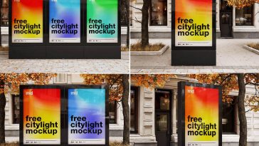 4 Free Black Citylight Poster / Mupi Mockup PSD Files