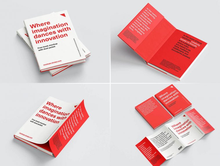 7 Free Hardcover Book & Dust Jacket Mockup PSD Files