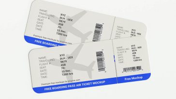 Free Boarding Pass Air Ticket Mockup