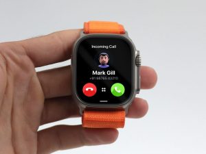 Free Hand-Holding Apple Watch Ultra Mockup PSD