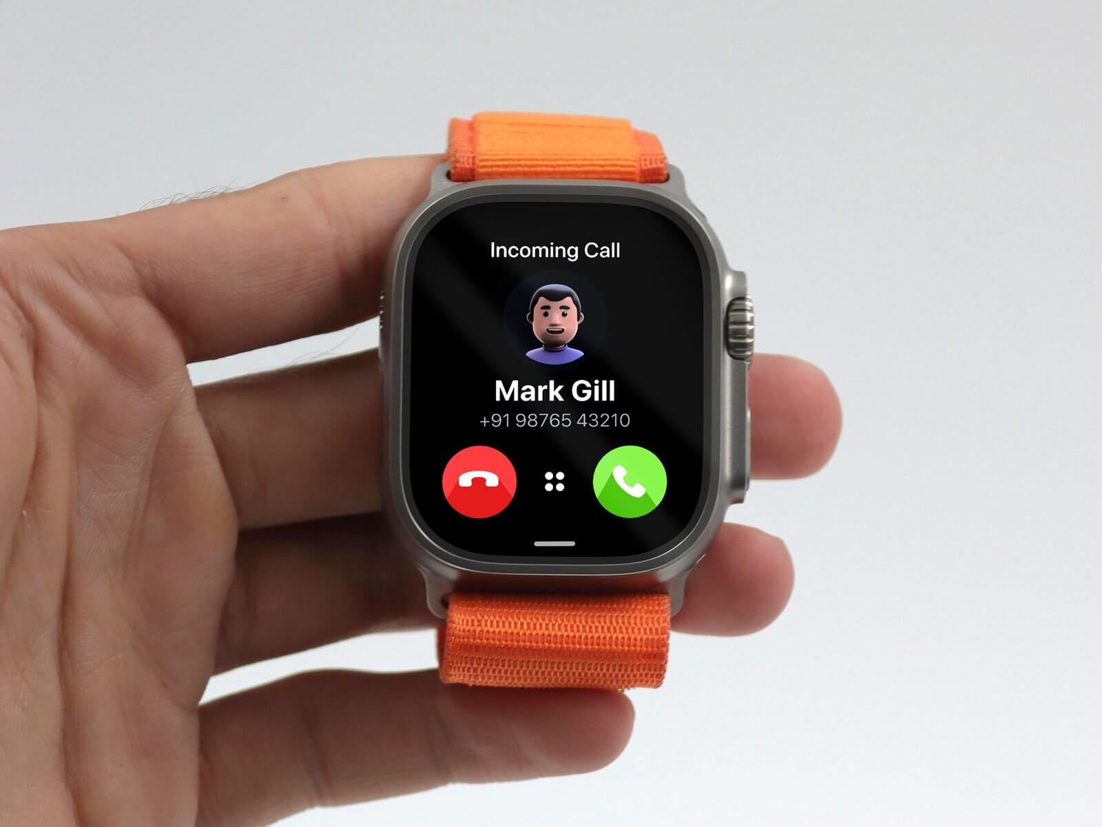 Free Hand-Holding Apple Watch Ultra Mockup PSD