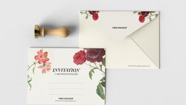 Free Invitation Card with Stamp Mockup