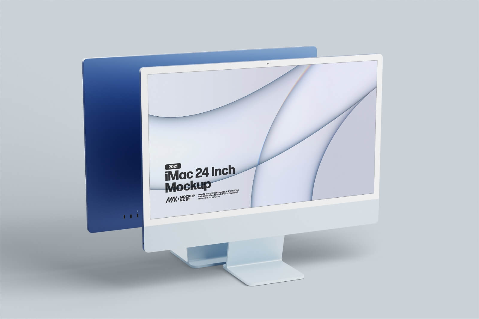 Free M1 / M3 Blue iMac 24 Inch Mockup PSD Set