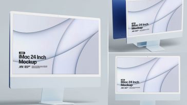 Free M1 / M3 Blue iMac 24 Inch Mockup PSD Set