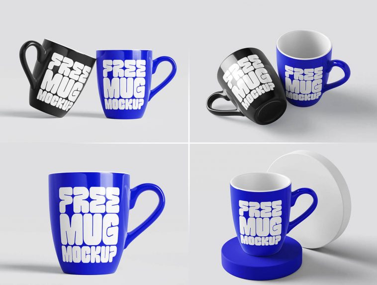 Free Tall V-Shape Mug Mockup PSD Set