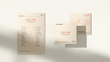 Free Two Square Business Card Mockup