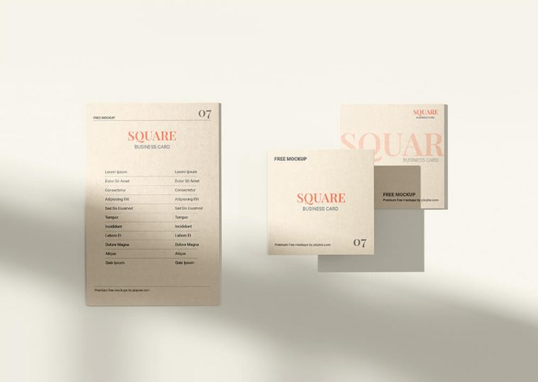 Free Two Square Business Card Mockup