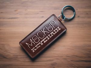 Rectangle Leather Keychain Mockup