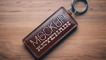 Rectangle Leather Keychain Mockup