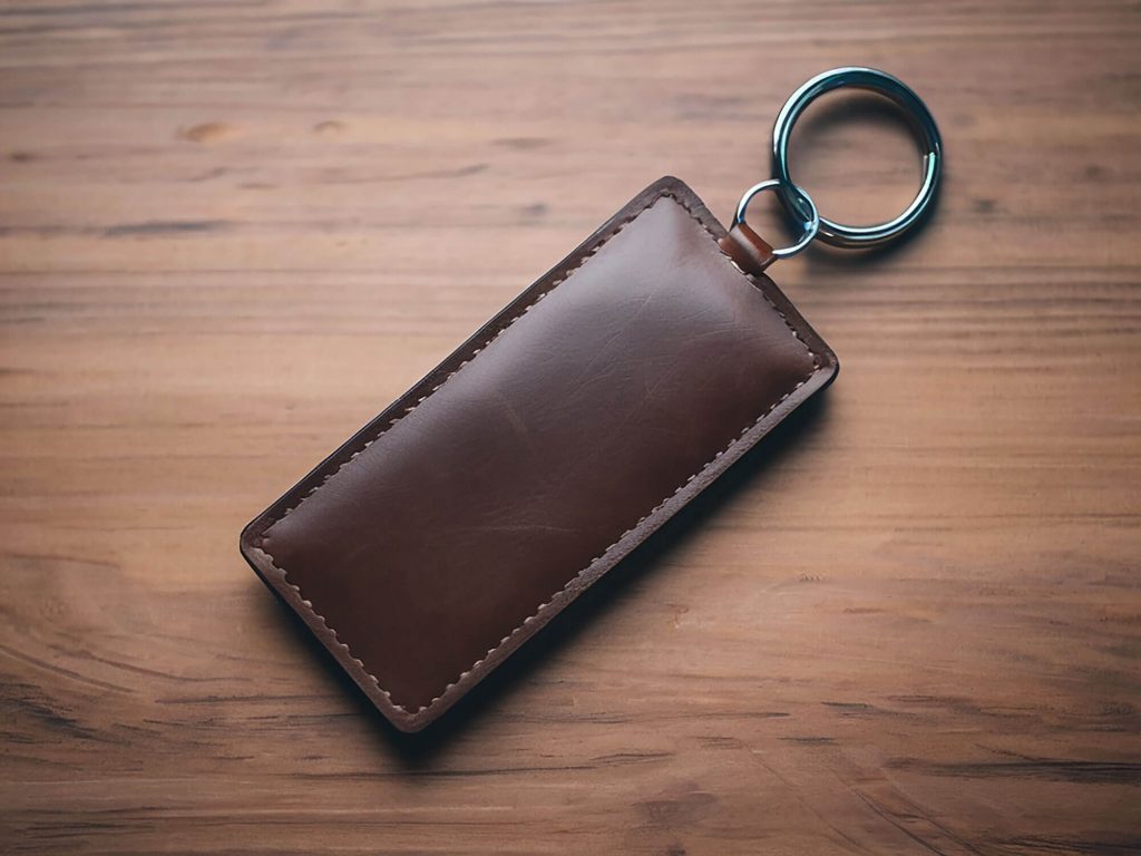 Rectangle Leather Keychain Mockup