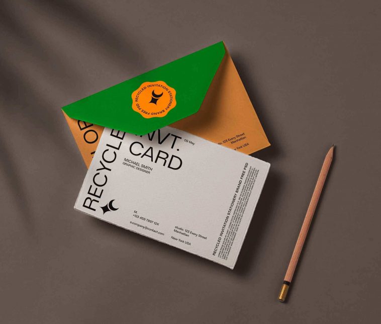 Recycled Paper Invitation Card Mockup