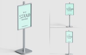 3 Free Information Poster Stand Mockup PSD Files