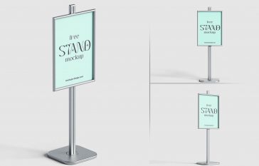 3 Free Information Poster Stand Mockup PSD Files