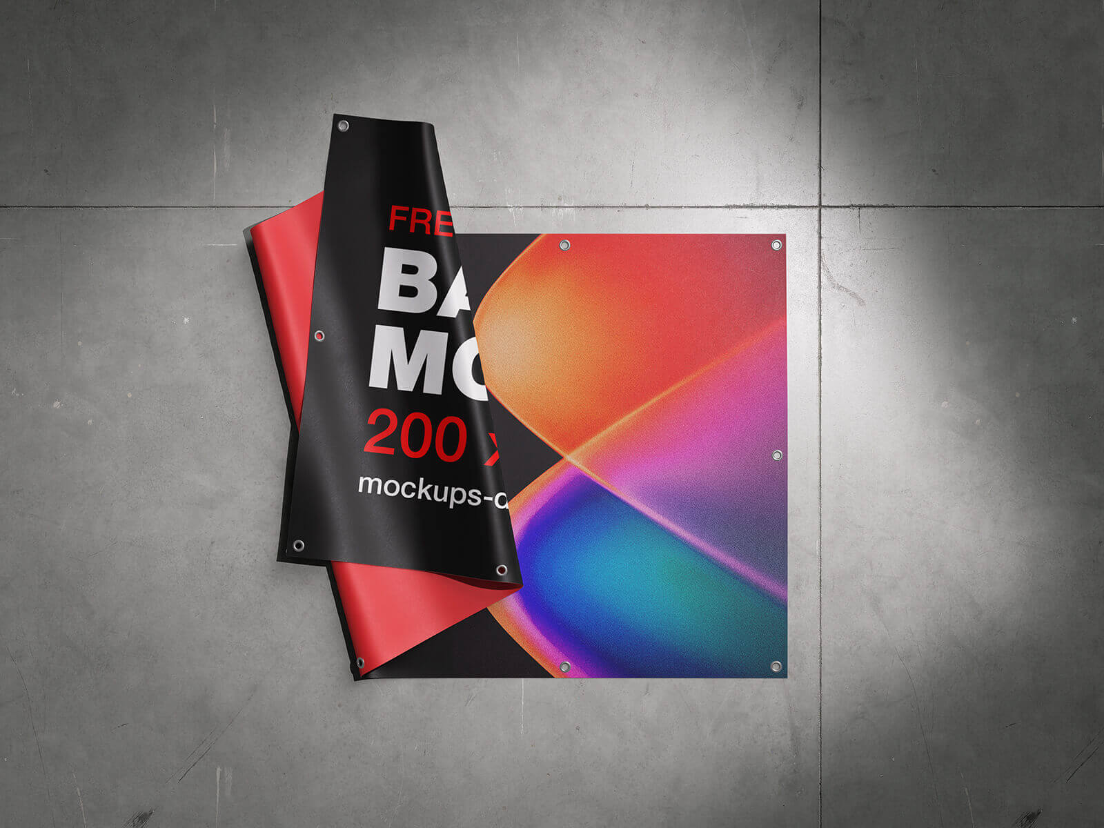 5 Free Ad Banner Mockup Laying on Floor - PsFiles