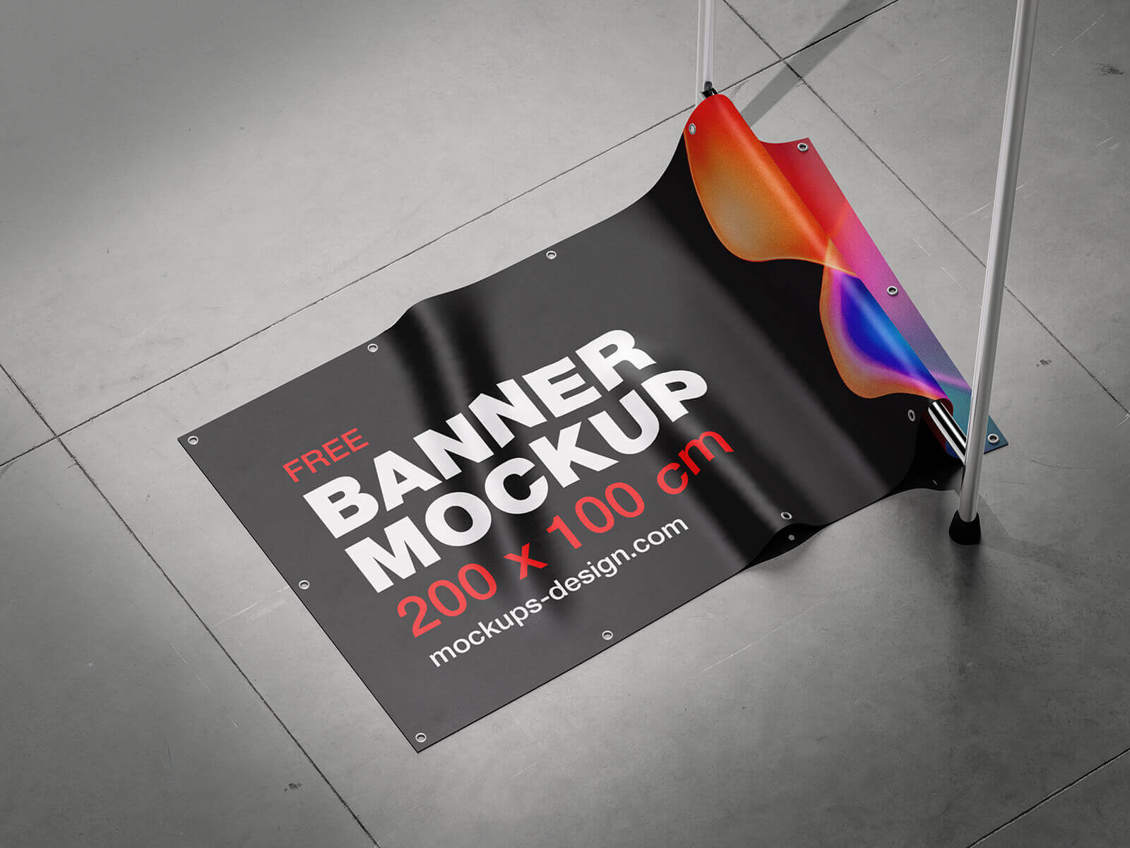 5 Free Flag / Banner On Floor Mockup PSD Files