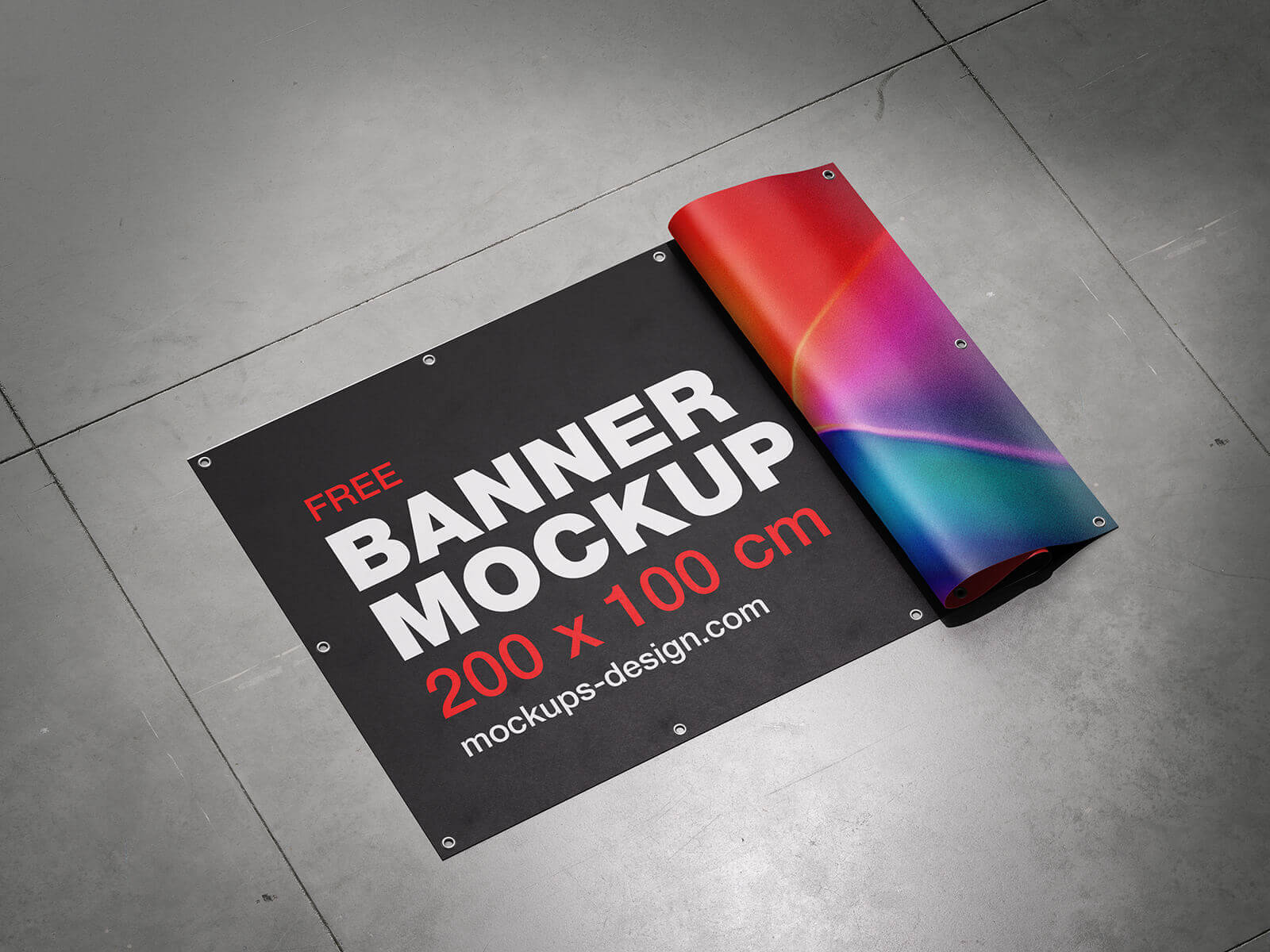 5 Free Flag / Banner On Floor Mockup PSD Files